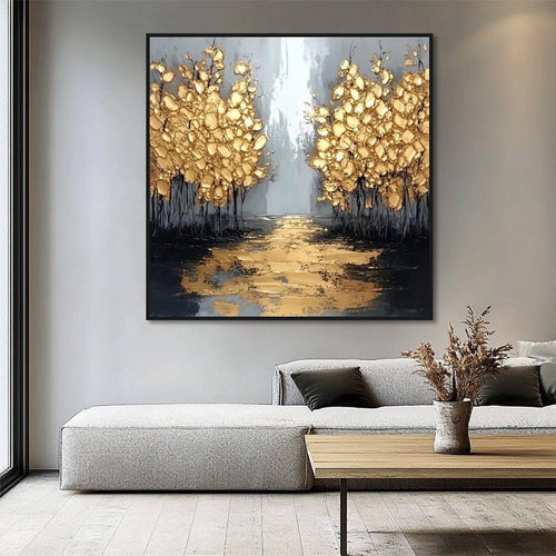 Gold Bäume Allee – Wandgemälde – NYMP-883