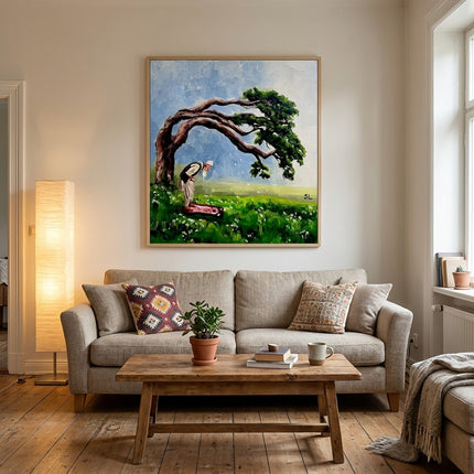 Betender Mann unter Baum – Wohnzimmer