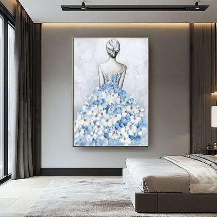 Woman in a Blue Floral Dress – Mural