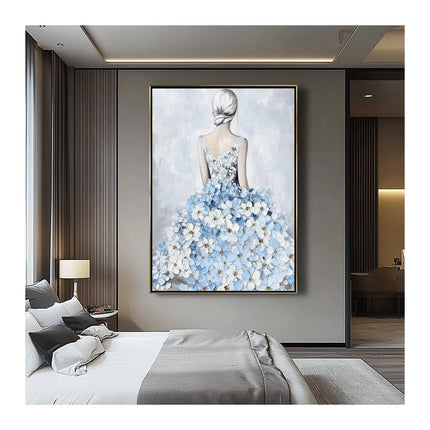 Woman in a Blue Floral Dress – Mural