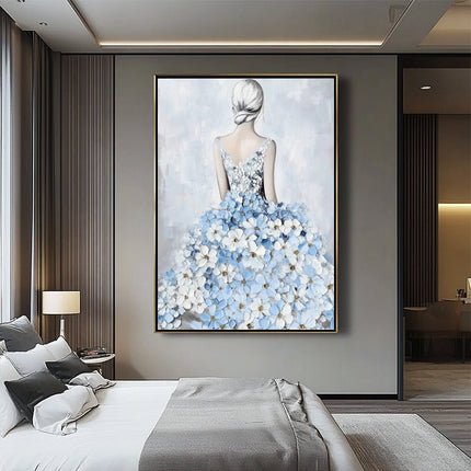 Woman in a Blue Floral Dress – Mural