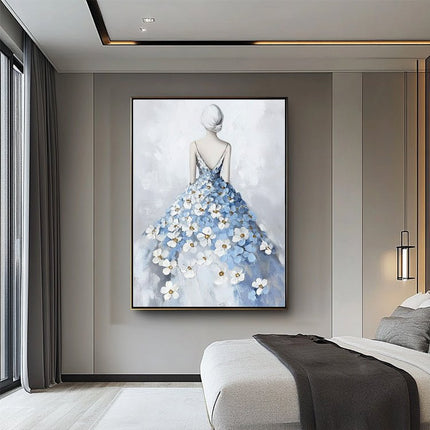 Woman in a Blue Floral Dress – Mural
