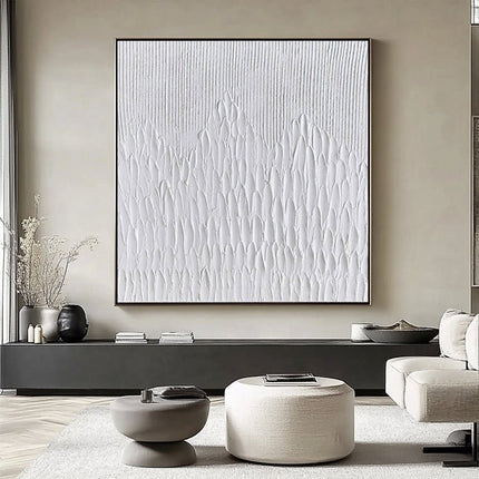 Weiss 3D Textur Minimalistisch – Wandbild