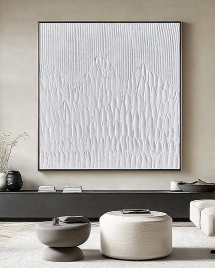 Weiss 3D Textur Minimalistisch – Wandbild