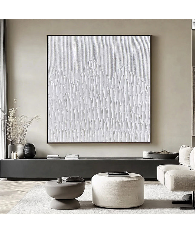 Weiss 3D Textur Minimalistisch – Wandbild