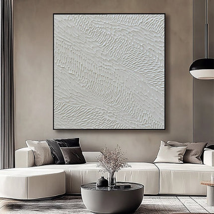 Weiss 3D Textur Minimalistisch – Wandbild