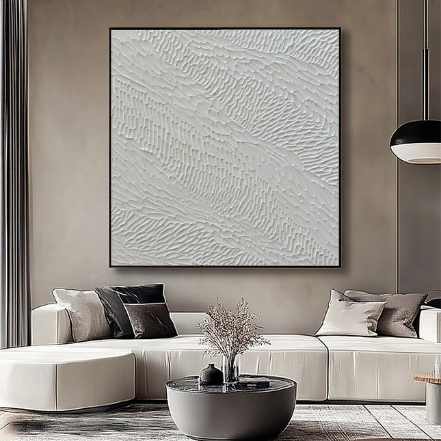 Weiss 3D Textur Minimalistisch – Wandbild