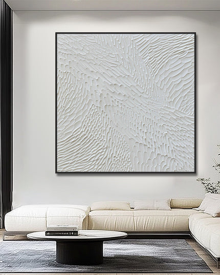 Weiss 3D Textur Minimalistisch – Wandbild