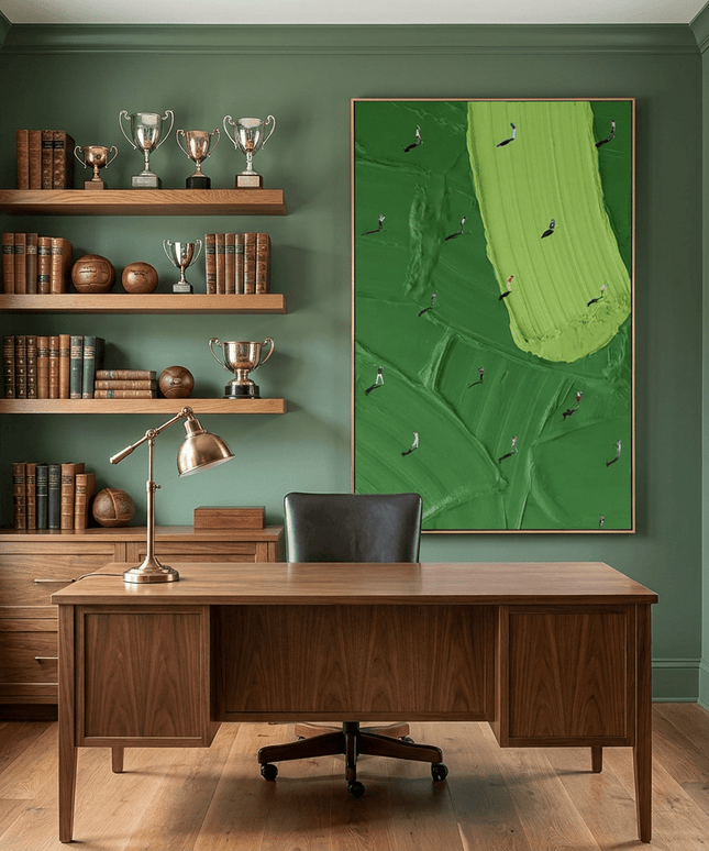 Golfspieler Grünes Feld – Wandgemälde