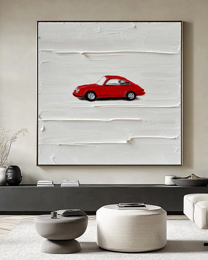 Roter Vintage Porsche – Wandgemälde