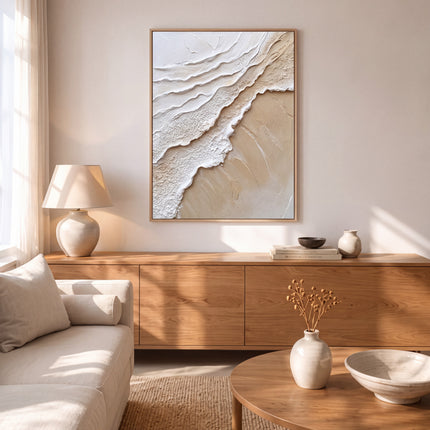 Sable & Vagues Aériens – Peinture Abstraite Beige – NYCP-110
