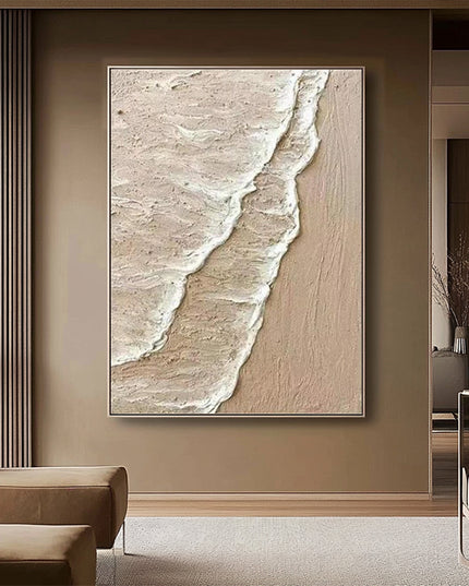Aerial Sand & Wellen – Abstraktes Beige Gemälde