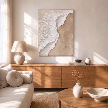 Sable & Vagues Aériens – Peinture Abstraite Beige – NYCP-110