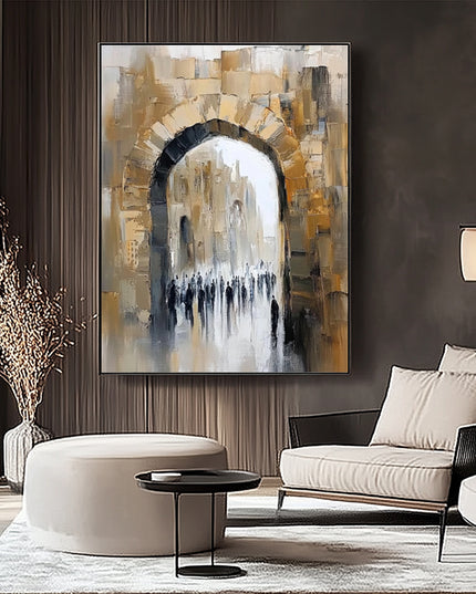 Altes Steintor mit Figuren – Wandgemälde