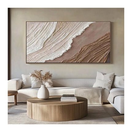 Beige Wellentextur – Warmes Wandbild
