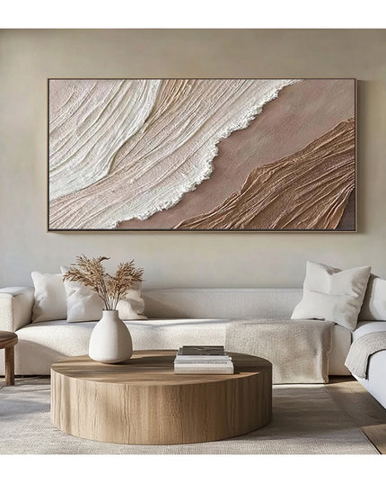 Beige Wellentextur – Warmes Wandbild