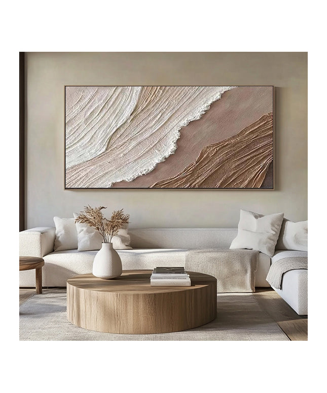 Beige Wellentextur – Warmes Wandbild