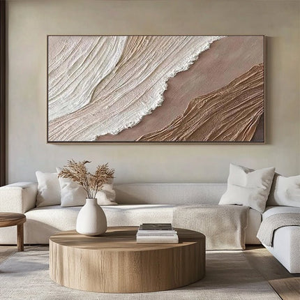 Beige Wellentextur – Warmes Wandbild