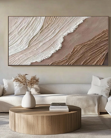 Beige Wellentextur – Warmes Wandbild