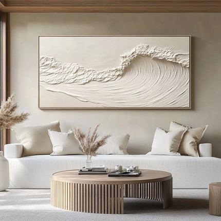Beige Wellentextur – Warmes Wandbild