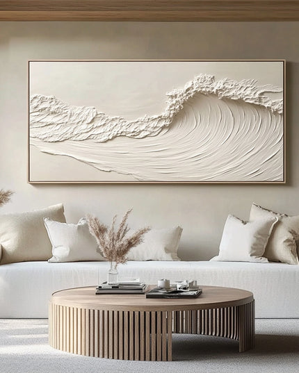 Beige Wellentextur – Warmes Wandbild