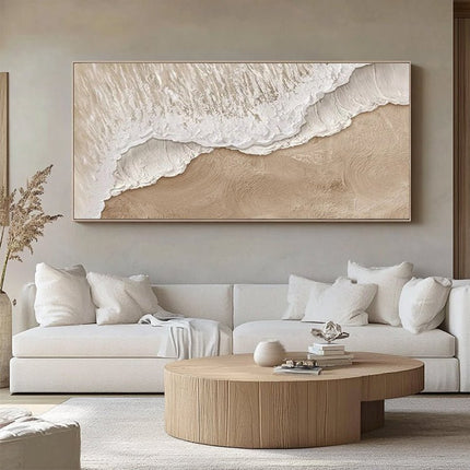 Beige Wellentextur – Warmes Wandbild