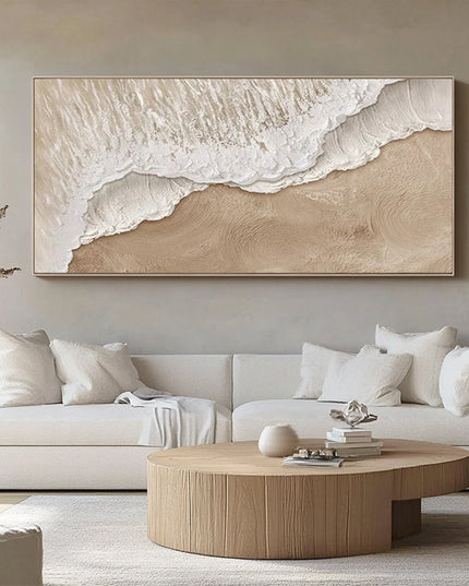 Beige Wellentextur – Warmes Wandbild