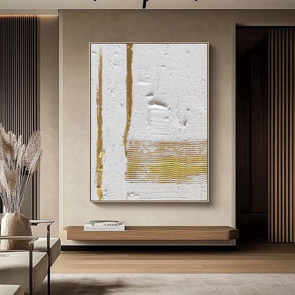 Weiss Gold Minimalistisch – Wandkunst