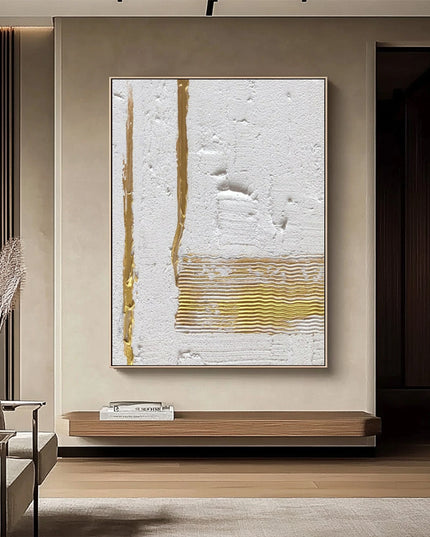 Weiss Gold Minimalistisch – Wandkunst