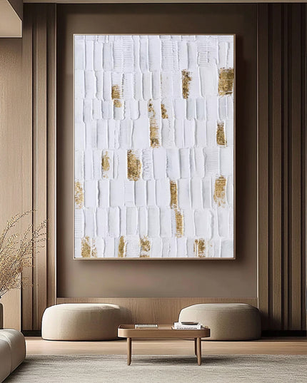 Weiss Gold Minimalistisch – Wandkunst
