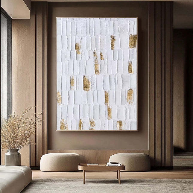 Weiss Gold Minimalistisch – Wandkunst