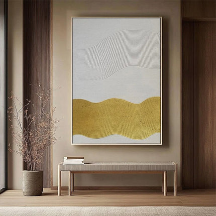 Weiss Gold Minimalistisch – Wandkunst
