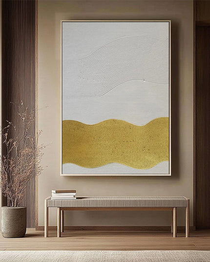 Weiss Gold Minimalistisch – Wandkunst