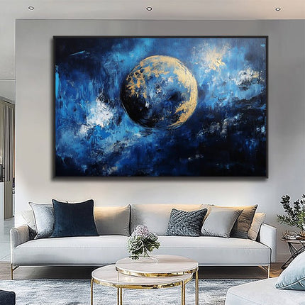 Blau Gold Planet Galaxy – Gemälde