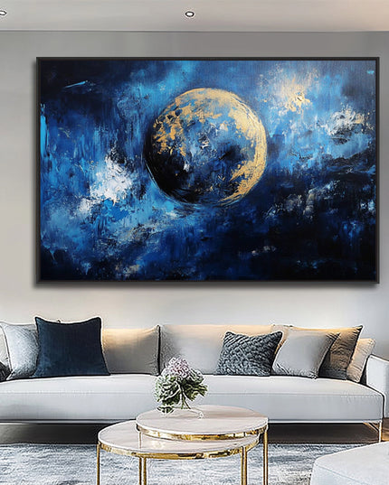 Blau Gold Planet Galaxy – Gemälde