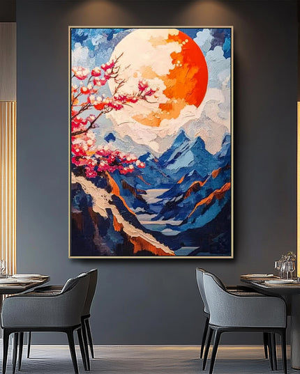 Kirschblüten und Berge – Japanisches Gemälde