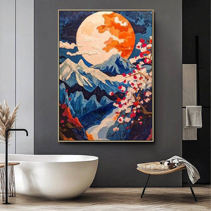 Kirschblüten und Berge – Japanisches Gemälde
