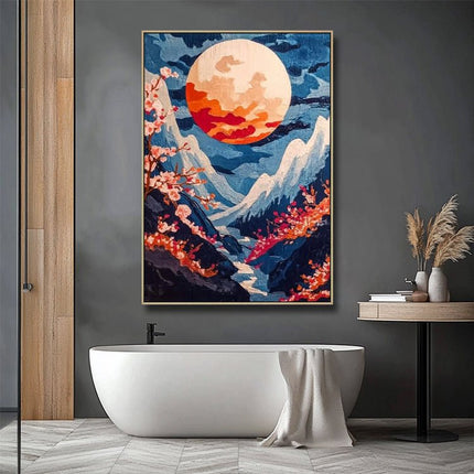 Kirschblüten und Berge – Japanisches Gemälde