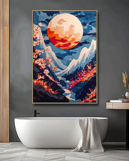 Kirschblüten und Berge – Japanisches Gemälde