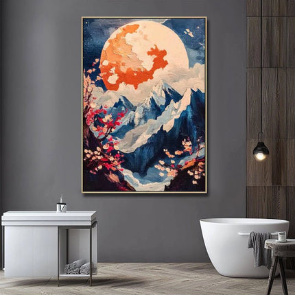 Kirschblüten und Berge – Japanisches Gemälde