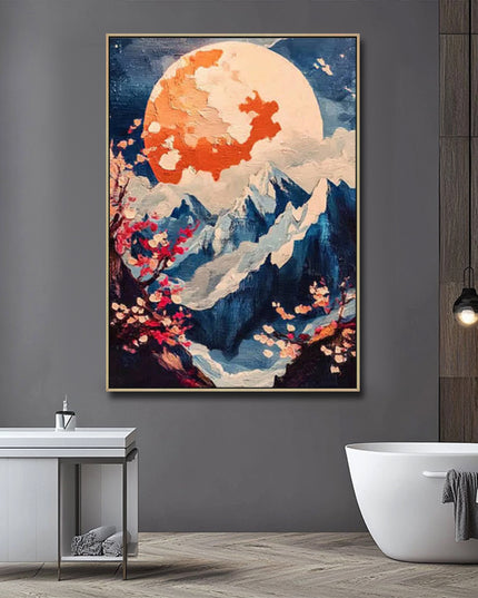 Kirschblüten und Berge – Japanisches Gemälde