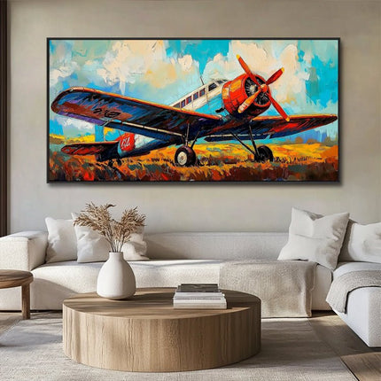 Vintage Flugzeug Abstrakt – Buntes Gemälde