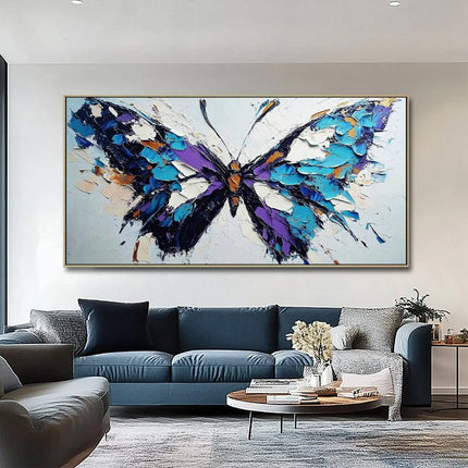 Blauer Schmetterling Abstrakt – Wandgemälde