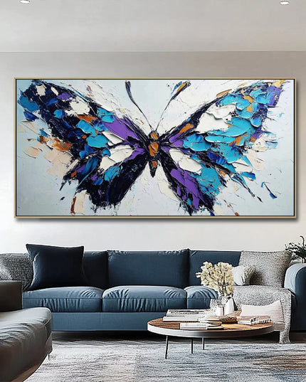 Blauer Schmetterling Abstrakt – Wandgemälde