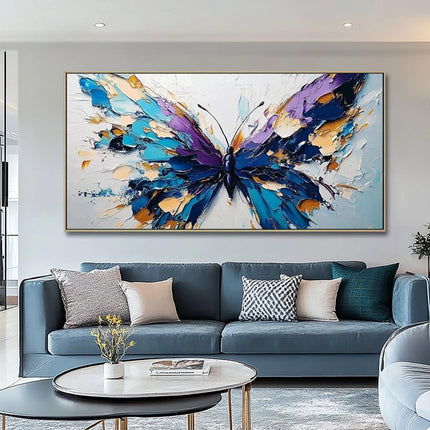 Blauer Schmetterling Abstrakt – Wandgemälde