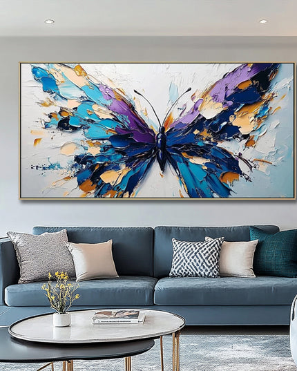 Blauer Schmetterling Abstrakt – Wandgemälde