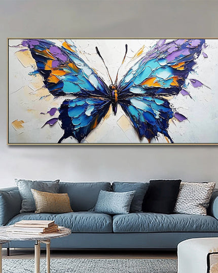 Blauer Schmetterling Abstrakt – Wandgemälde