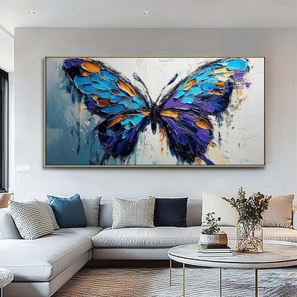 Blauer Schmetterling Abstrakt – Wandgemälde