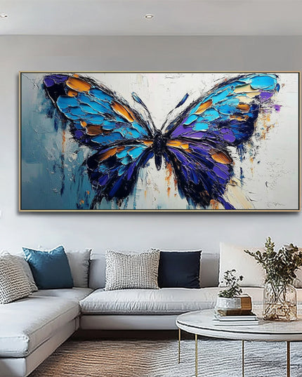Blauer Schmetterling Abstrakt – Wandgemälde