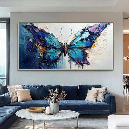 Blauer Schmetterling Abstrakt – Wandgemälde